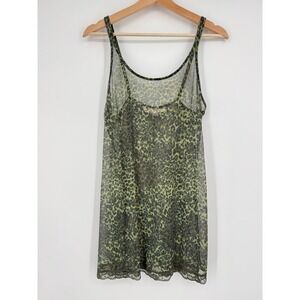 Victoria's Secret Y2K Vintage 2000s Green Animal Print Slip Dress Sheer Lingerie